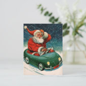 Weihnachten, Weihnachtsmann im Niedlichen Auto Postkarte (Stehend Vorderseite)
