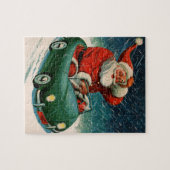 Weihnachten, Weihnachtsmann im Niedlichen Auto Puzzle (Horizontal)