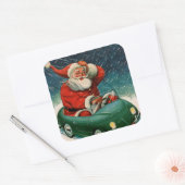 Weihnachten, Weihnachtsmann im Niedlichen Auto Quadratischer Aufkleber (Umschlag)