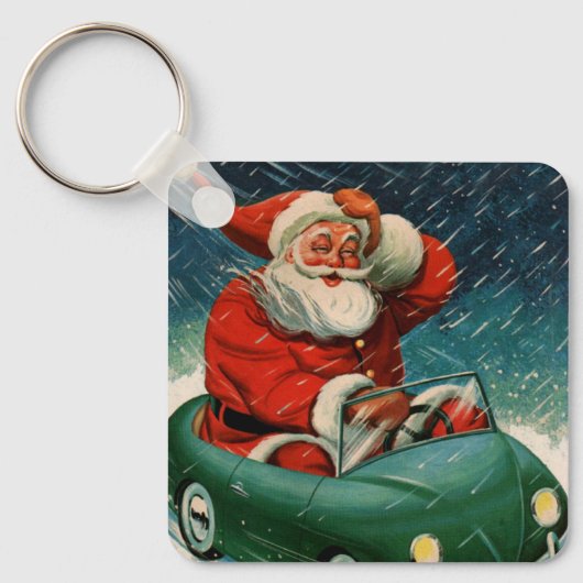 Weihnachten, Weihnachtsmann im Niedlichen Auto Schlüsselanhänger (Vorderseite)
