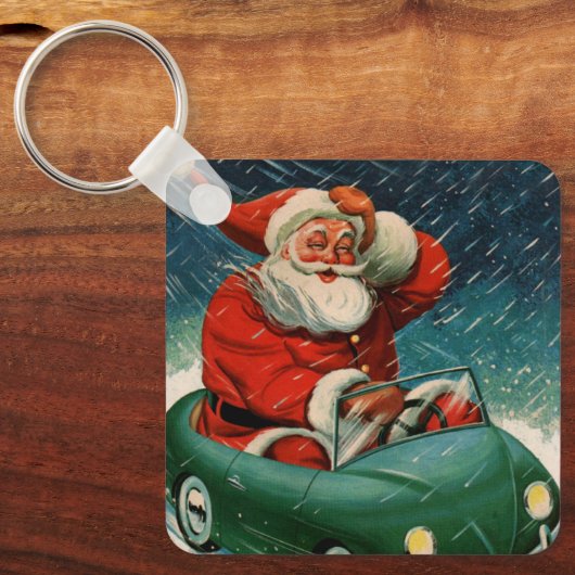 Weihnachten, Weihnachtsmann im Niedlichen Auto Schlüsselanhänger (Vorderseite)