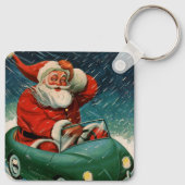 Weihnachten, Weihnachtsmann im Niedlichen Auto Schlüsselanhänger (Rückseite)