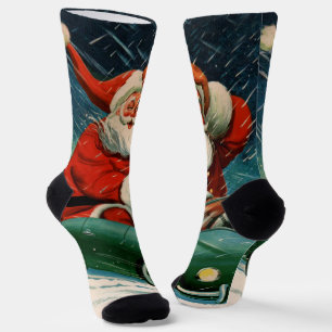 Weihnachten, Weihnachtsmann im Niedlichen Auto Socken
