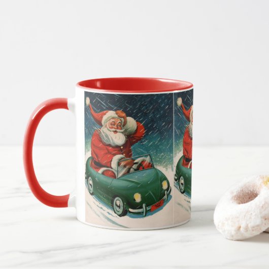 Weihnachten, Weihnachtsmann im Niedlichen Auto Tasse (Mit Donut)