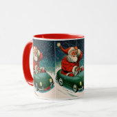 Weihnachten, Weihnachtsmann im Niedlichen Auto Tasse (Vorderseite Links)