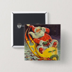 Weihnachten, Weihnachtsmann in einem Raumschiff Button
