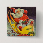 Weihnachten, Weihnachtsmann in einem Raumschiff Button (Vorderseite)