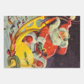 Weihnachten, Weihnachtsmann in einem Raumschiff Geschenkpapier Set (Vorderseite)