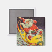 Weihnachten, Weihnachtsmann in einem Raumschiff Magnet (Vorderseite/Rückseite)