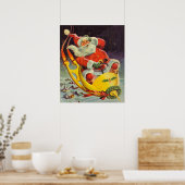 Weihnachten, Weihnachtsmann in einem Raumschiff Poster (Küche)