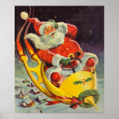 Weihnachten, Weihnachtsmann in einem Raumschiff Poster (Vorne)