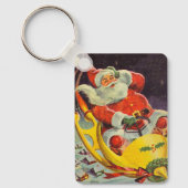 Weihnachten, Weihnachtsmann in einem Raumschiff Schlüsselanhänger (Vorderseite)