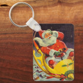 Weihnachten, Weihnachtsmann in einem Raumschiff Schlüsselanhänger (Vorderseite)