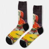 Weihnachten, Weihnachtsmann in einem Raumschiff Socken (Linkes Detail)