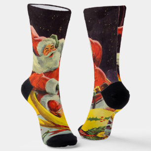 Weihnachten, Weihnachtsmann in einem Raumschiff Socken