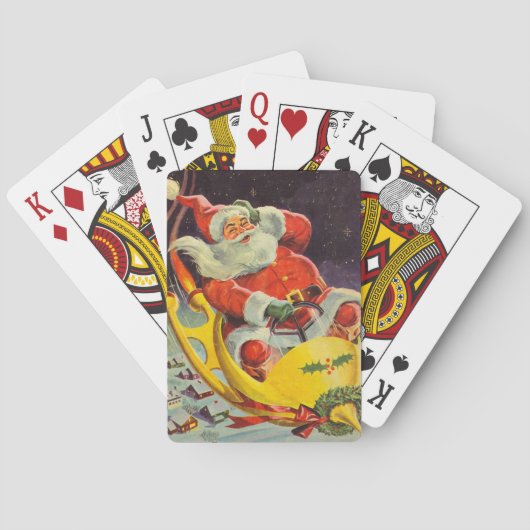 Weihnachten, Weihnachtsmann in einem Raumschiff Spielkarten (Rückseite)