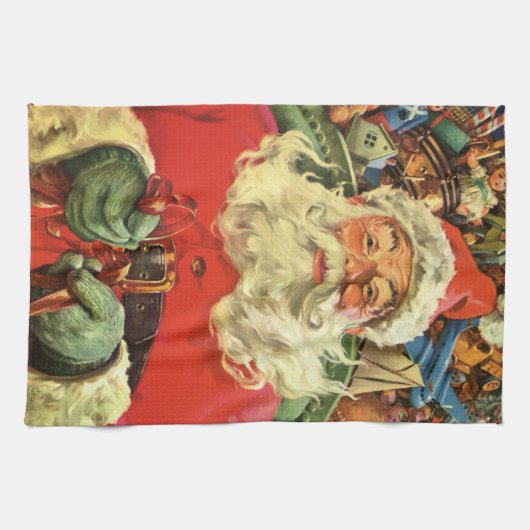 Weihnachten, Weihnachtsmann in Sleigh mit Spielzeu Handtuch (Horizontal)