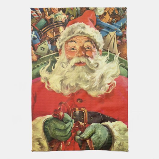 Weihnachten, Weihnachtsmann in Sleigh mit Spielzeu Handtuch (Vertikal)