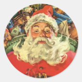 Weihnachten, Weihnachtsmann in Sleigh mit Spielzeu Runder Aufkleber (Vorderseite)