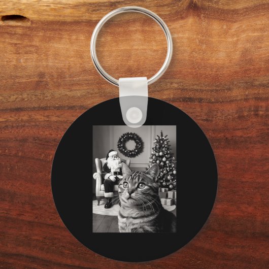 Weihnachten Weihnachtsmann Merry X-mas Funny Cat S Schlüsselanhänger (Vorderseite)