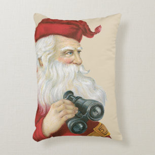 Weihnachten, Weihnachtsmann mit Binokularen Dekokissen
