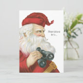 Weihnachten, Weihnachtsmann mit Binokularen Einladung (Stehend Vorderseite)