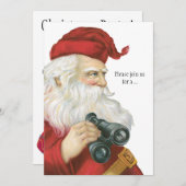 Weihnachten, Weihnachtsmann mit Binokularen Einladung (Vorne/Hinten)