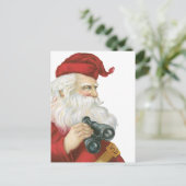 Weihnachten, Weihnachtsmann mit Binokularen Feiertagspostkarte (Stehend Vorderseite)