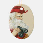Weihnachten, Weihnachtsmann mit Binokularen Keramik Ornament (Hinten)