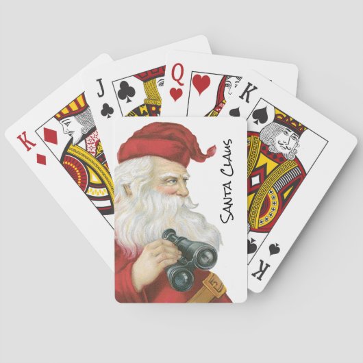 Weihnachten, Weihnachtsmann mit Binokularen Spielkarten (Rückseite)