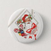 Weihnachten, Weihnachtsmann mit Candy Canes Button (Vorderseite)