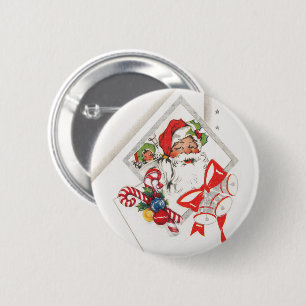 Weihnachten, Weihnachtsmann mit Candy Canes Button