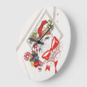 Weihnachten, Weihnachtsmann mit Candy Canes Große Wanduhr (Winkel)