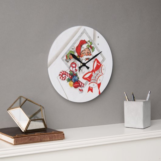 Weihnachten, Weihnachtsmann mit Candy Canes Große Wanduhr (Büro)
