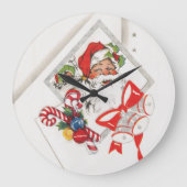 Weihnachten, Weihnachtsmann mit Candy Canes Große Wanduhr (Vorderseite)