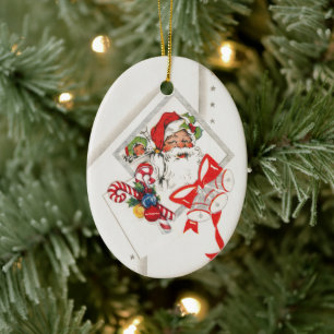 Weihnachten, Weihnachtsmann mit Candy Canes Keramik Ornament