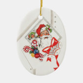 Weihnachten, Weihnachtsmann mit Candy Canes Keramik Ornament (Vorne)