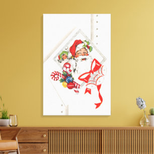 Weihnachten, Weihnachtsmann mit Candy Canes Leinwanddruck