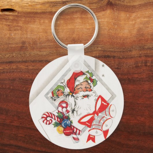 Weihnachten, Weihnachtsmann mit Candy Canes Schlüsselanhänger (Vorderseite)