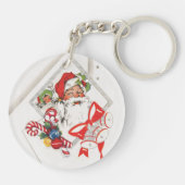 Weihnachten, Weihnachtsmann mit Candy Canes Schlüsselanhänger (Rückseite)