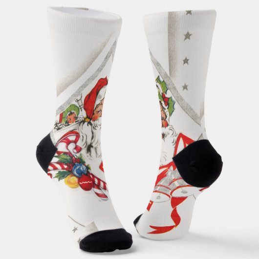 Weihnachten, Weihnachtsmann mit Candy Canes Socken (Gewinkelt)
