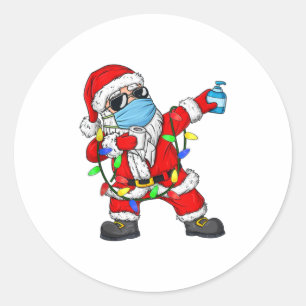 Weihnachten Weihnachtsmann mit einer Maske Runder Aufkleber