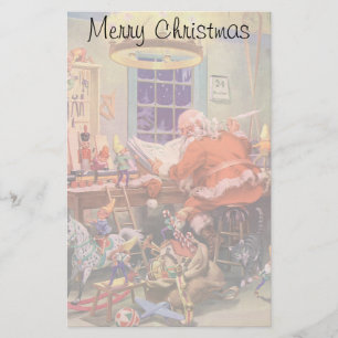 Weihnachten, Weihnachtsmann mit Elfen Workshop Briefpapier