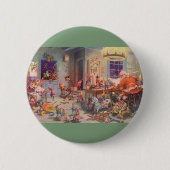 Weihnachten, Weihnachtsmann mit Elfen Workshop Button (Vorderseite)