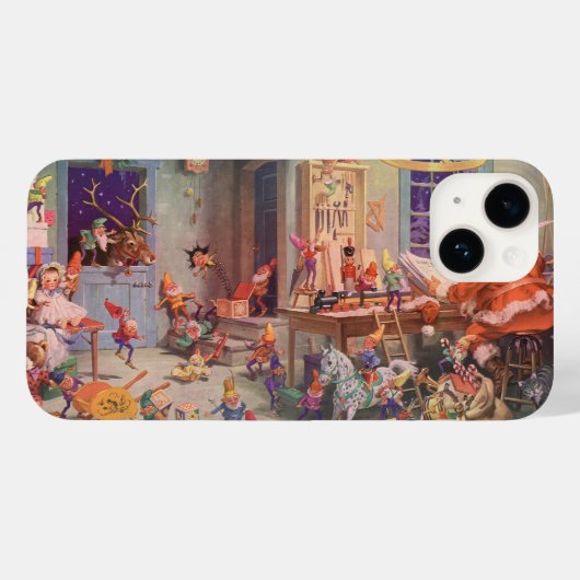 Weihnachten, Weihnachtsmann mit Elfen Workshop Case-Mate iPhone Hülle (Rückseite (Horizontal))