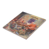 Weihnachten, Weihnachtsmann mit Elfen Workshop Fliese (Seite)