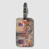 Weihnachten, Weihnachtsmann mit Elfen Workshop Gepäckanhänger (Vorderseite Vertikal)