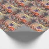 Weihnachten, Weihnachtsmann mit Elfen Workshop Geschenkpapier (Ecke)