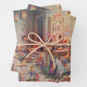 Weihnachten, Weihnachtsmann mit Elfen Workshop Geschenkpapier Set (Beispiel)