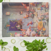 Weihnachten, Weihnachtsmann mit Elfen Workshop Geschirrtuch (Gefaltet)